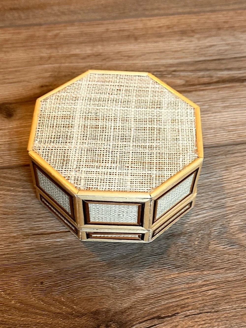 Octagonal Woven Rattan Decorative Storage Box - Natural Brown